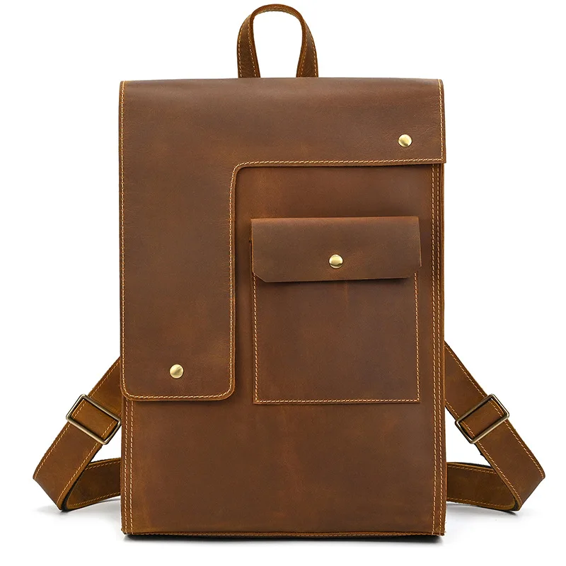 Vintage Crazy Horse Leather Backpack, Structured Flap-Over Rucksack Fits 17" Laptop, Men's Travel Satchel
Vintage Crazy Horse Leather Backpack, Structured Flap-Over Rucksack Fits 17" Laptop, Men's Travel Satchel