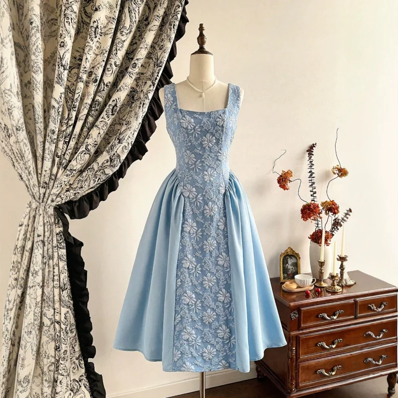 Vintage Elegant Women's Tank Dress Jacquard Patchwork Flared Gown Spring/Summer Fitted Dress for Wedding Guest/Graduation
Vintage Elegant Women's Tank Dress Jacquard Patchwork Flared Gown Spring/Summer Fitted Dress for Wedding Guest/Graduation