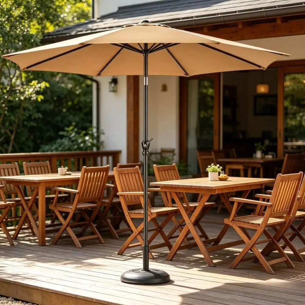Duty 9FT Outdoor Patio Umbrella KhakiNew With 8 Ribs, Push Button Tilt Crank, UV Protection Waterproof Wind Resistant Market Um
Duty 9FT Outdoor Patio Umbrella KhakiNew With 8 Ribs, Push Button Tilt Crank, UV Protection Waterproof Wind Resistant Market Um