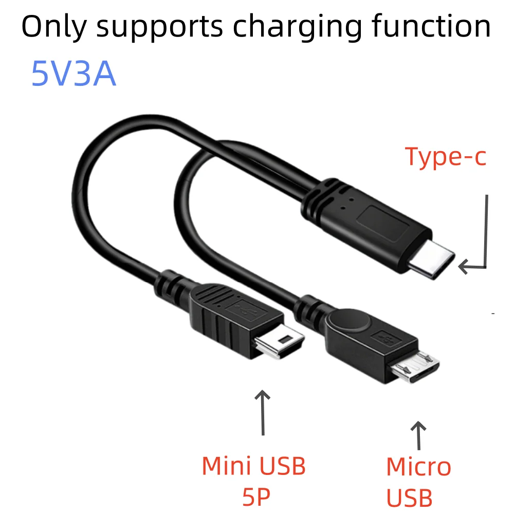 Type-C to Micro-USB and Mini-USB 2-in-1 Charging Cable for Gamepad MP3 Android Phone Tablet (Charging Only, No Data Transfer)
Type-C to Micro-USB and Mini-USB 2-in-1 Charging Cable for Gamepad MP3 Android Phone Tablet (Charging Only, No Data Transfer)