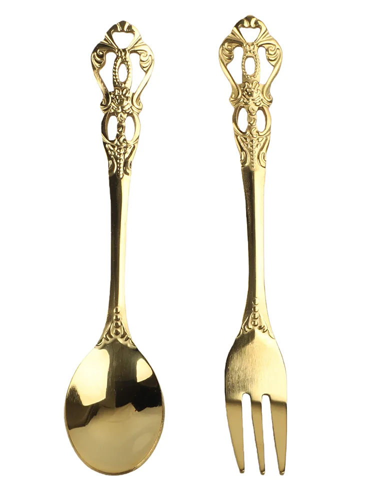 1 Pair Vintage Spoons Fork Mini Royal Style Stainless Steel Coffee Snacks Fruit Prikers Dessert Fork Kitchen Tool Teaspoon
1 Pair Vintage Spoons Fork Mini Royal Style Stainless Steel Coffee Snacks Fruit Prikers Dessert Fork Kitchen Tool Teaspoon