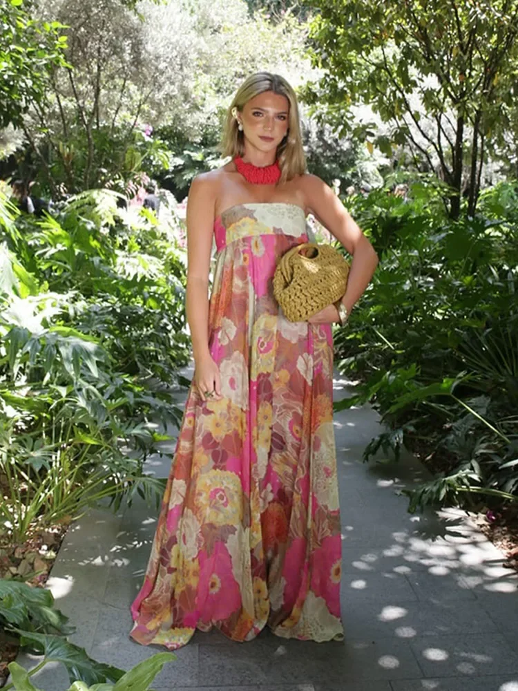 Strapless Pleated Printed Maxi Dress Women Elegant Sleeveless High Waist Loose Street Gowns 2025 Summer Vacation Party Vestidos
Strapless Pleated Printed Maxi Dress Women Elegant Sleeveless High Waist Loose Street Gowns 2025 Summer Vacation Party Vestidos