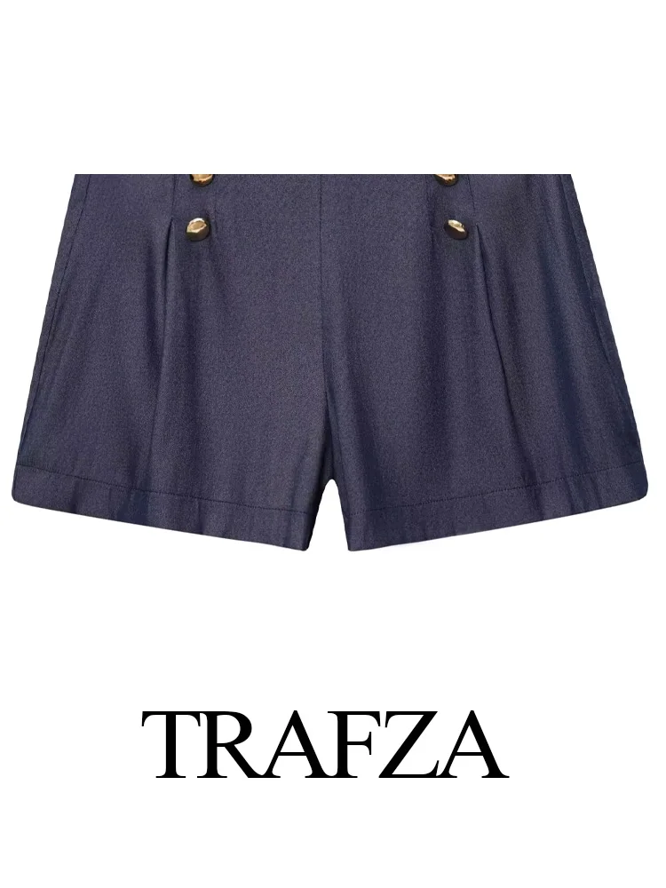 TRAFZA Women Casual Shorts Set V-Neck Sleeveless Single-Breasted Tops+High Waist Pockets Zipper Shorts Female Fashion Linen Suit
TRAFZA Women Casual Shorts Set V-Neck Sleeveless Single-Breasted Tops+High Waist Pockets Zipper Shorts Female Fashion Linen Suit