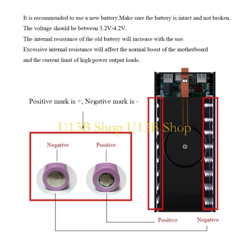 Настраиваемая USB -питание USB -корпус U13B для батарей 18650 с защитой за перезарядки 
Настраиваемая USB -питание USB -корпус U13B для батарей 18650 с защитой за перезарядки