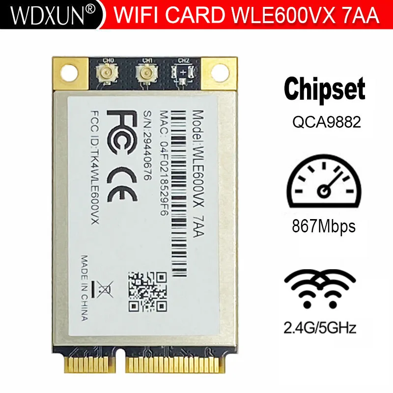 WLE600VX 7AA I-TEMP MINI PCIE QCA9882 WIFI модуль MIMO 802.11ac Беспроводная сетевая карта промышленного класса
WLE600VX 7AA I-TEMP MINI PCIE QCA9882 WIFI модуль MIMO 802.11ac Беспроводная сетевая карта промышленного класса