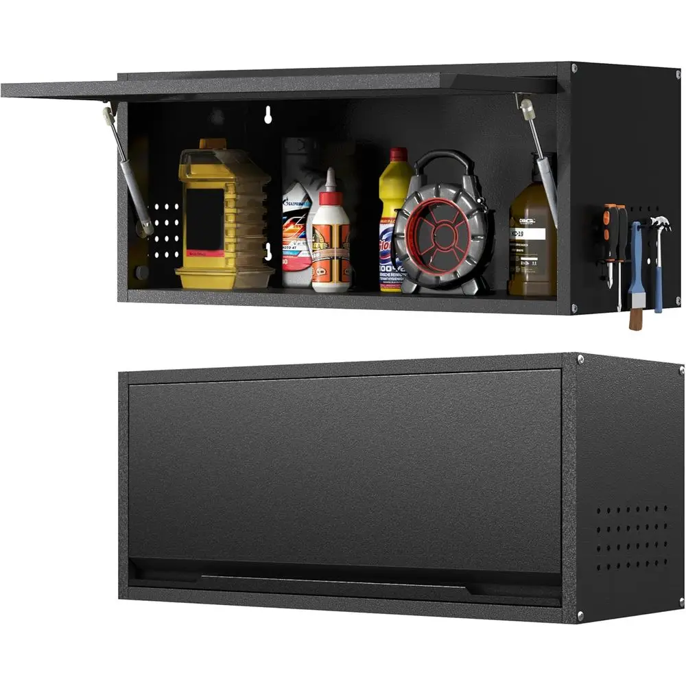Black Wall-Mounted Metal Garage Storage Cabinet with Holes and Up-lip Door for Garage, Basement, Kitchen, Warehouse, or Office
Black Wall-Mounted Metal Garage Storage Cabinet with Holes and Up-lip Door for Garage, Basement, Kitchen, Warehouse, or Office