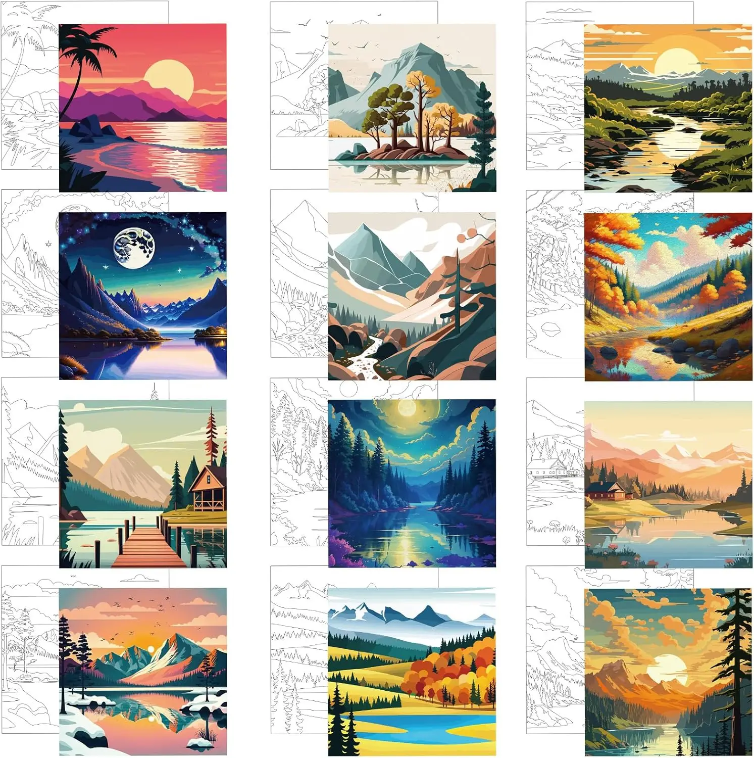 12 Pre Drawn Canvas for Painting Adults 8x8 Inch Stretched Drawing Ready to Paint Beginner Party Supplies Scenery
12 Pre Drawn Canvas for Painting Adults 8x8 Inch Stretched Drawing Ready to Paint Beginner Party Supplies Scenery