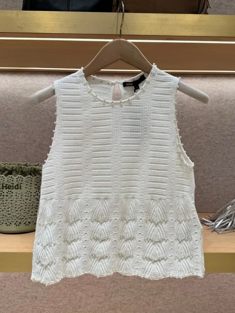 Heidd M Home 2025 Spring Summer Pearl Decorated Hollow out Bead Knit Tank Top Women's Loose Fit Fashion Style
Heidd M Home 2025 Spring Summer Pearl Decorated Hollow out Bead Knit Tank Top Women's Loose Fit Fashion Style