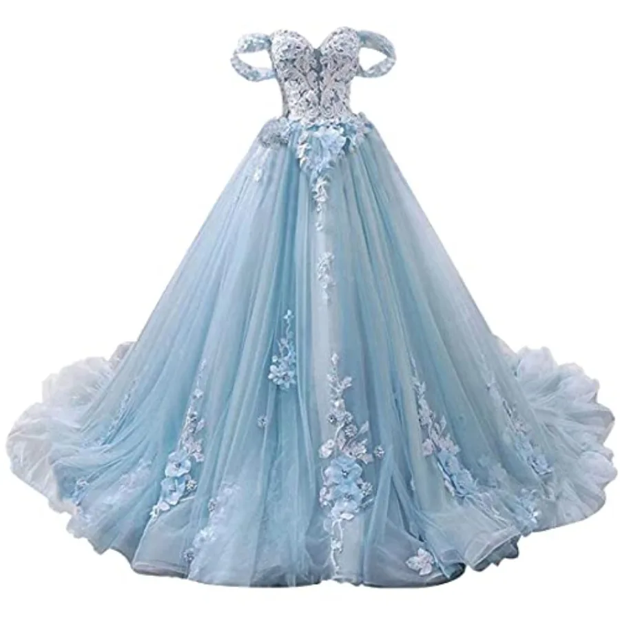 Ball Gown Tulle Off-The-Shoulder Sleeveless Applique Sweep/Brush Train Quinceanera Dresses Sky Blue
Ball Gown Tulle Off-The-Shoulder Sleeveless Applique Sweep/Brush Train Quinceanera Dresses Sky Blue