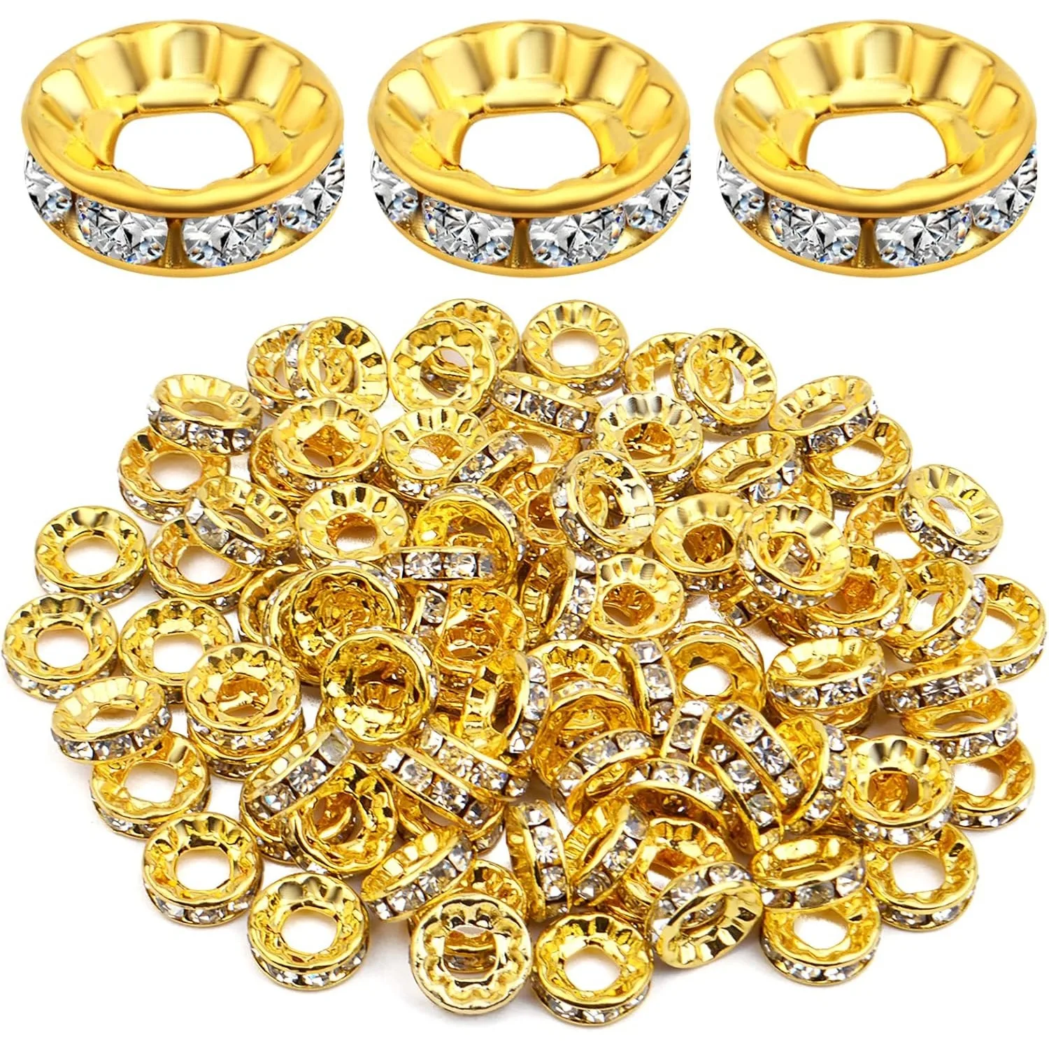 100 шт., бусины-разделители со стразами, европейские бусины-рондели с большим отверстием, круглые блестящие хрустальные свободные бусины для браслета «сделай сам», ожерелья
100 шт., бусины-разделители со стразами, европейские бусины-рондели с большим отверстием, круглые блестящие хрустальные свободные бусины для браслета «сделай сам», ожерелья