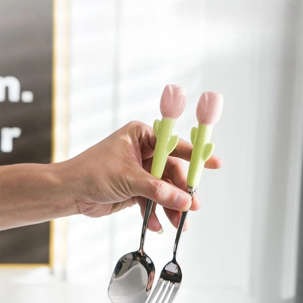 New Korean Tulip Flower Spoon, Stainless Steel Ceramic Handle Portable Spoon Fork Two-piece Set of Work Tableware Flatware Sets
New Korean Tulip Flower Spoon, Stainless Steel Ceramic Handle Portable Spoon Fork Two-piece Set of Work Tableware Flatware Sets