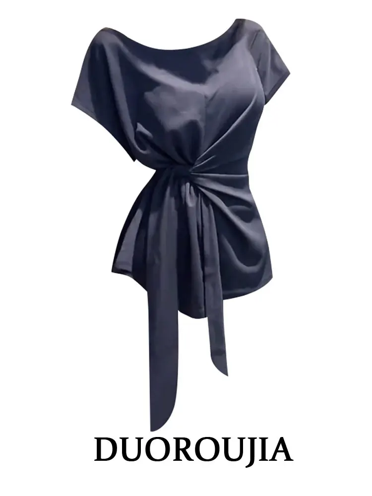 plus Size Women's T-Shirt Belted Waist Knot Shoulder Short Sleeve Summer Top Unique Design Beautiful for Plump MM Commute Style
plus Size Women's T-Shirt Belted Waist Knot Shoulder Short Sleeve Summer Top Unique Design Beautiful for Plump MM Commute Style