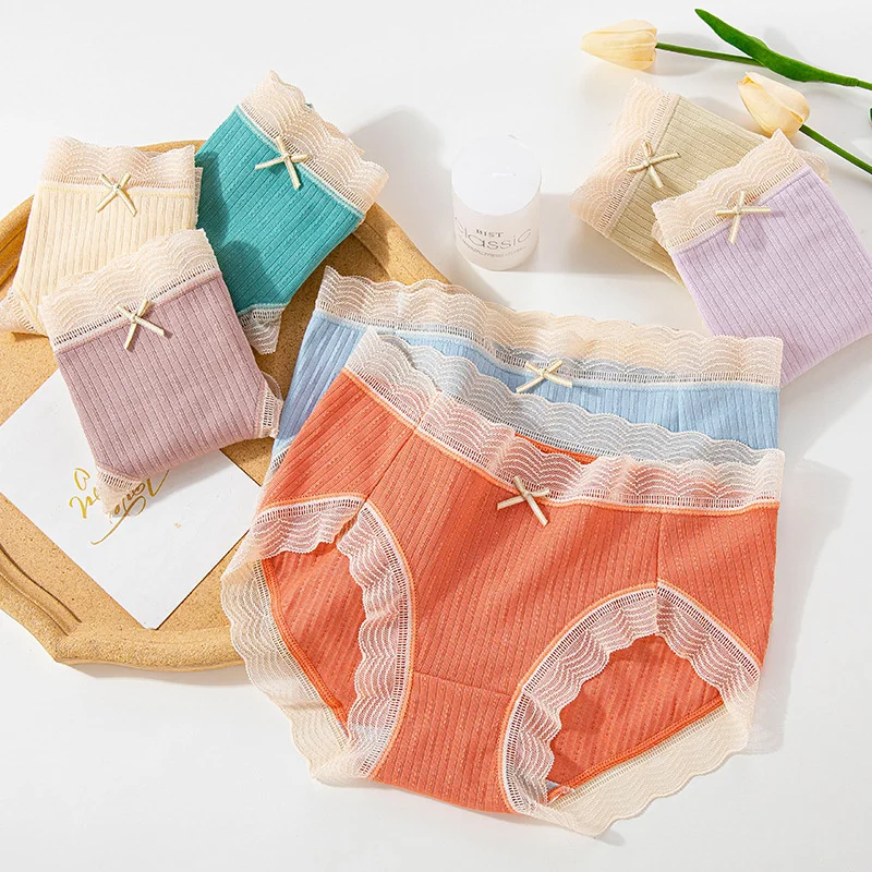 Women's sexy cotton Threaded Bow Panties Large size mid-waist Breathable soft comfortable cotton crotch solid color underwear
Women's sexy cotton Threaded Bow Panties Large size mid-waist Breathable soft comfortable cotton crotch solid color underwear