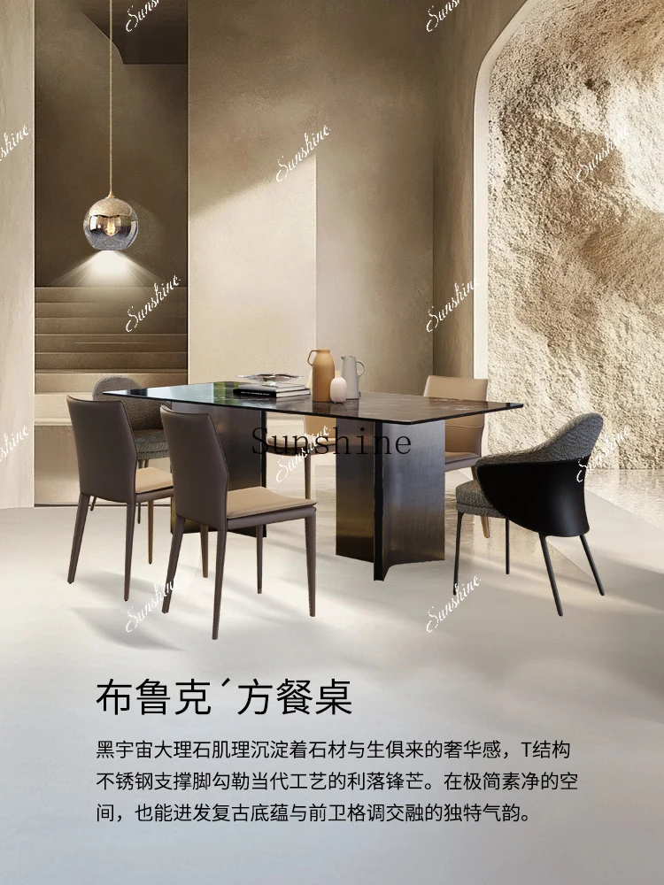 Italian minimalist marble dining table and chair combination simple household rectangleP
Italian minimalist marble dining table and chair combination simple household rectangleP