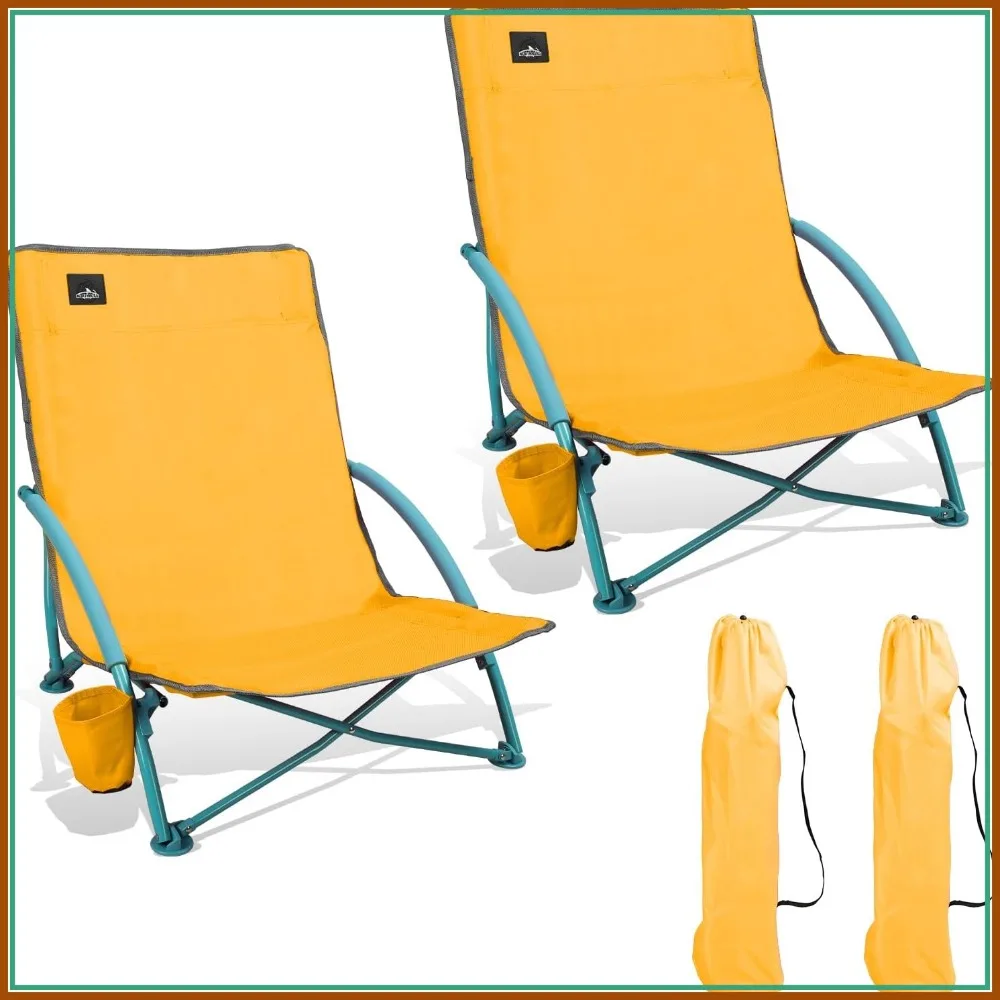 2 Pack Low Folding Beach Chair, Portable Lightweight Camping Chair with Cup Holder & Carry Bag for Outdoor Use, Orange
2 Pack Low Folding Beach Chair, Portable Lightweight Camping Chair with Cup Holder & Carry Bag for Outdoor Use, Orange