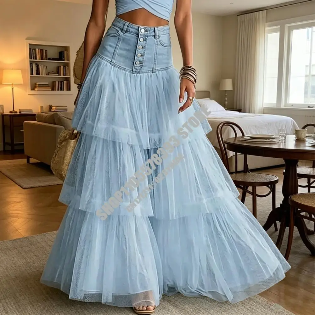 Breathable Women Skirt High Waist Mesh Splicing Skirt Patchwork Hip Covering Versatile Maxi Skirt for Party Wedding Night Out
Breathable Women Skirt High Waist Mesh Splicing Skirt Patchwork Hip Covering Versatile Maxi Skirt for Party Wedding Night Out