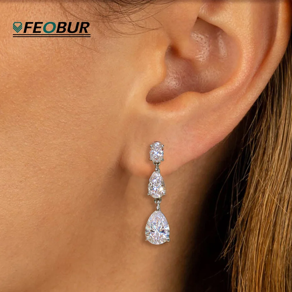 3-Stones Moissanite Drop Earring for Women Wedding 925 Sterling Silver Oval & Pear Cut Diamond Stud Earrings Party Jewelry Gift
3-Stones Moissanite Drop Earring for Women Wedding 925 Sterling Silver Oval & Pear Cut Diamond Stud Earrings Party Jewelry Gift