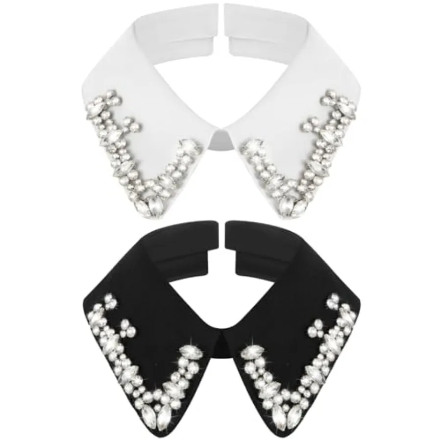 Geyoga 2 Pcs Dickey Rhinestones Collar for Women Detachable Fake False Collar Choker White Black Classic Style
Geyoga 2 Pcs Dickey Rhinestones Collar for Women Detachable Fake False Collar Choker White Black Classic Style