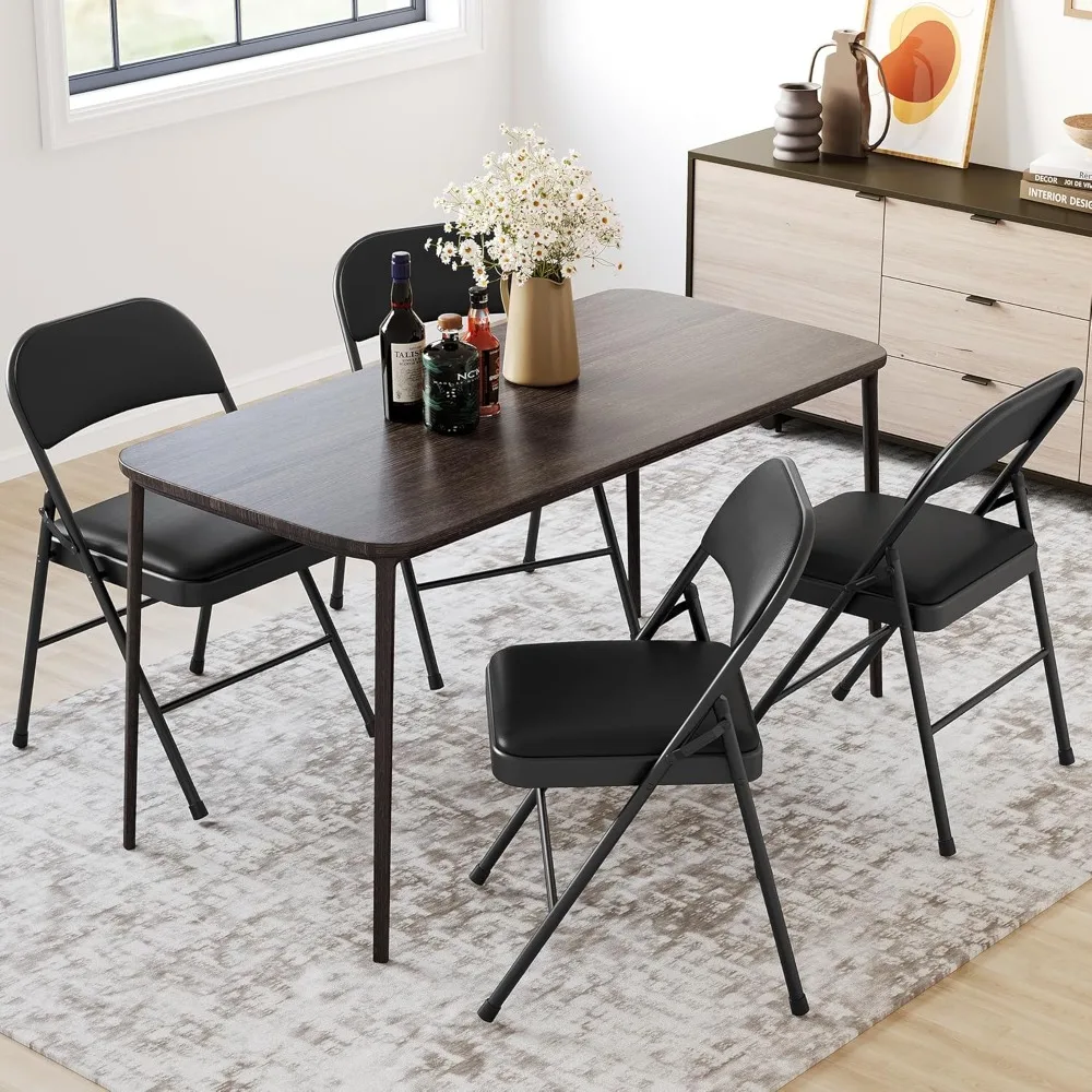 Folding Chairs Set of 4, PU Upholstered Foldable Chairs with Metal Frame Hold Up to 350 Pounds, Portable Black, Customized
Folding Chairs Set of 4, PU Upholstered Foldable Chairs with Metal Frame Hold Up to 350 Pounds, Portable Black, Customized