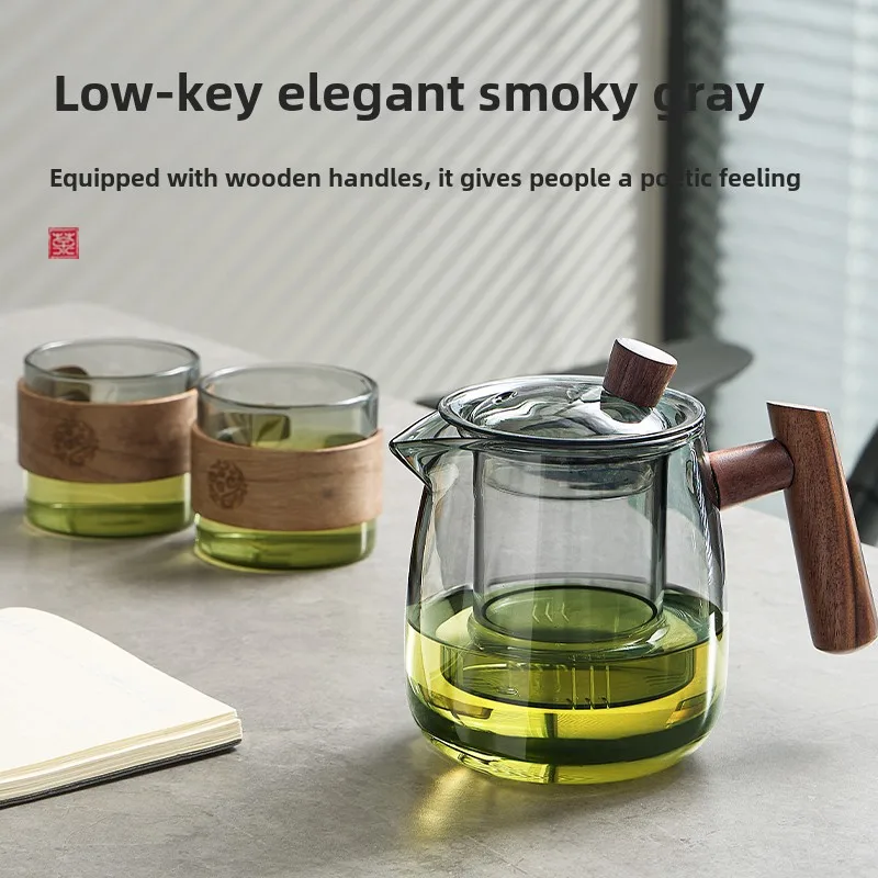 Tea set household desktop ornament transparent glass material large-capacity separation cup single pot for one person solid wood
Tea set household desktop ornament transparent glass material large-capacity separation cup single pot for one person solid wood