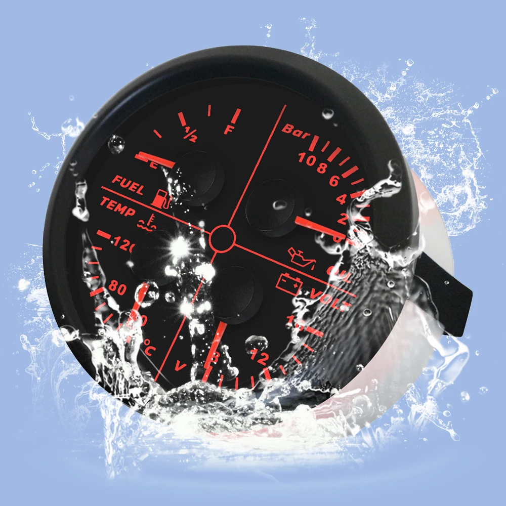 ELING Universal 4 in 1 Multi-function 85mm Gauge Oil Pressure Fuel Level Water Temp Voltmeter with Red Backlight for Car Boat
ELING Universal 4 in 1 Multi-function 85mm Gauge Oil Pressure Fuel Level Water Temp Voltmeter with Red Backlight for Car Boat