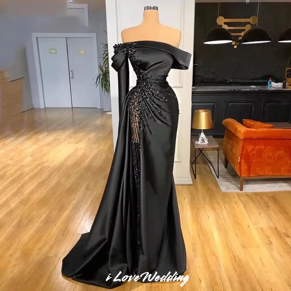 Black Strapless Prom Dresses 2025 Sleeveless Off the Shoulder Mermaid Beaded Sequin Sweep Train Wedding Party Dress Customized
Black Strapless Prom Dresses 2025 Sleeveless Off the Shoulder Mermaid Beaded Sequin Sweep Train Wedding Party Dress Customized