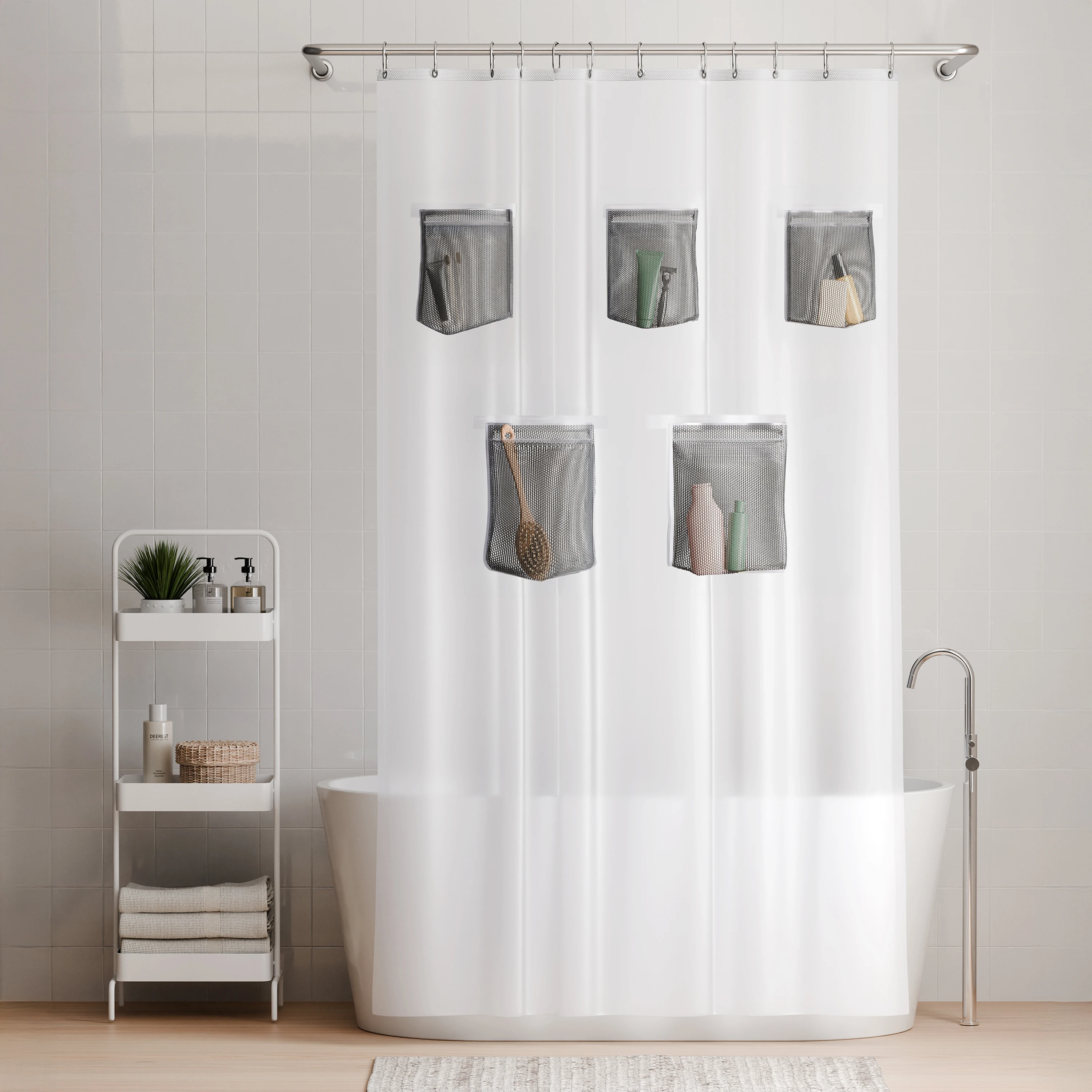 Frosty Heavyweight Waterproof PEVA Shower Curtain Liner with Storage Pockets, BPA-Free, 70 x 72 Inches
Frosty Heavyweight Waterproof PEVA Shower Curtain Liner with Storage Pockets, BPA-Free, 70 x 72 Inches