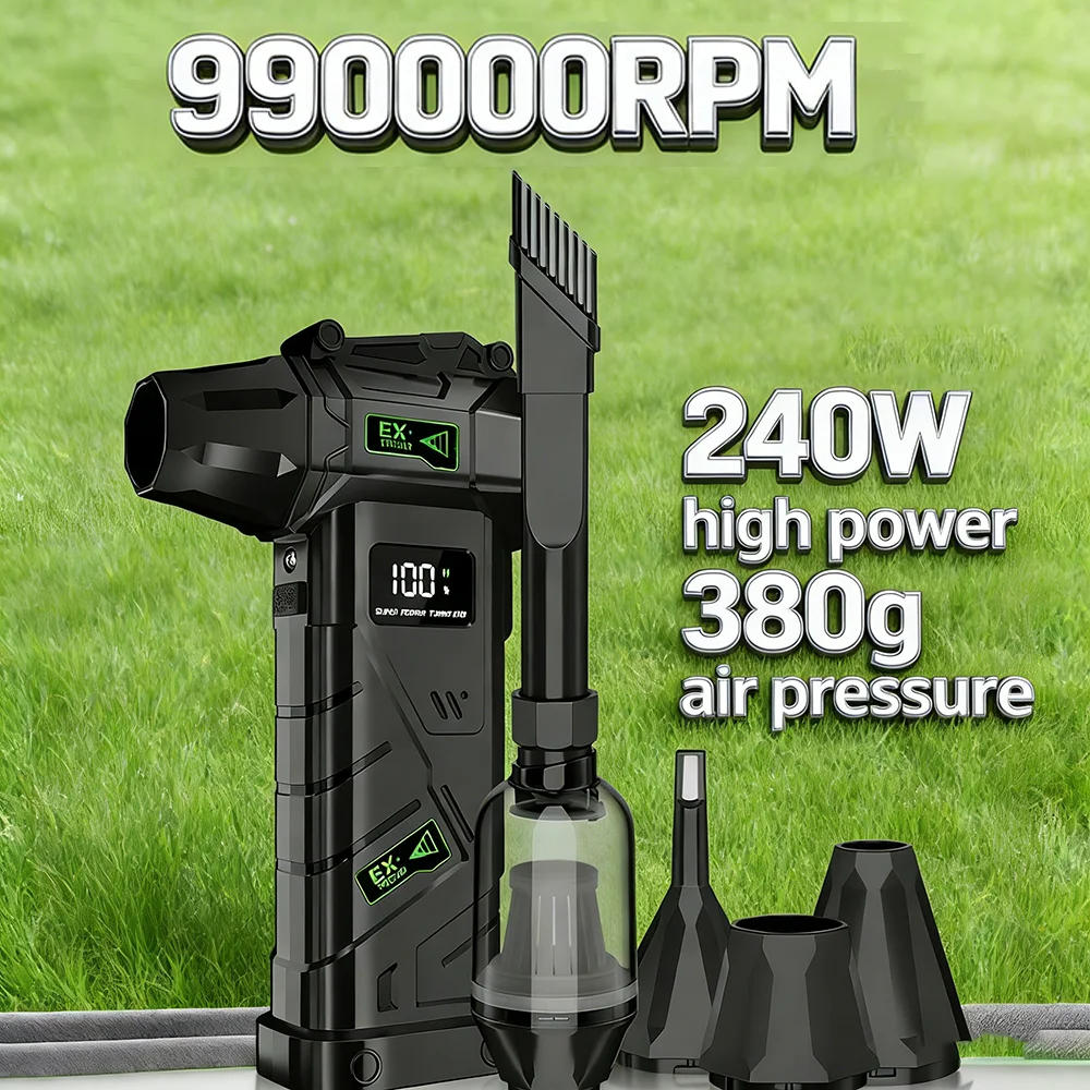  990000RPM Powerful Air Blower Vacuum Dust Cleaner 380G Thrust Strong Winds 60m/s Brushless Turbo Jet Blower With LED Lighting
990000RPM Powerful Air Blower Vacuum Dust Cleaner 380G Thrust Strong Winds 60m/s Brushless Turbo Jet Blower With LED Lighting