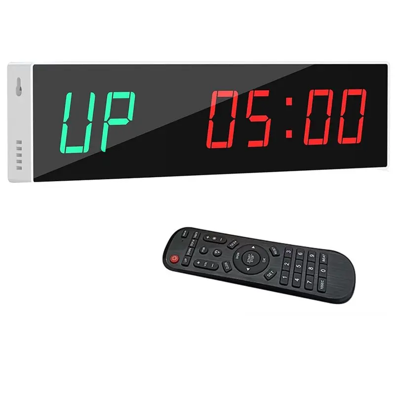HOT-Gym Timer,Remote Control Wall Mounted Digital Clock With Interval Functionality, 9 Custom Modes, Count Down Timer& Stopwatch