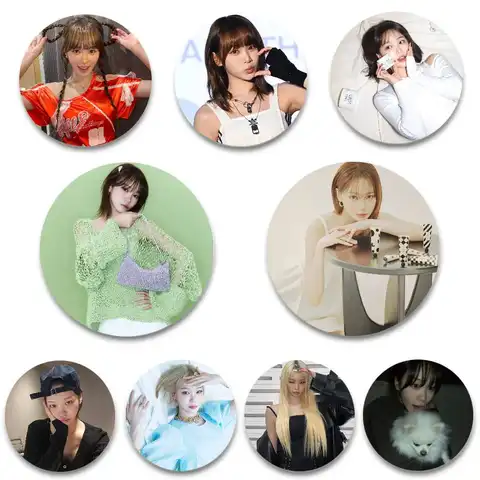 K-Kim Chaewon Badges Anime rond Laser Badge dessin animé broche vêtements sac à dos accessoires revers