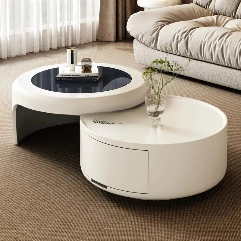 Italian cream style coffee table combination tempered glass round simple luxury coffee table
Italian cream style coffee table combination tempered glass round simple luxury coffee table