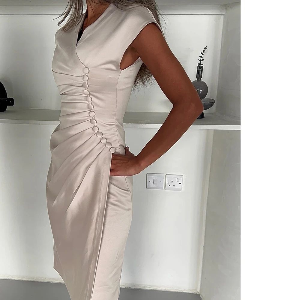 Customized High Quality Buttons Satin Off The Shoulder Evening Dress Fashion V-Neck Straight Sleeveless Special Occasi
Customized High Quality Buttons Satin Off The Shoulder Evening Dress Fashion V-Neck Straight Sleeveless Special Occasi