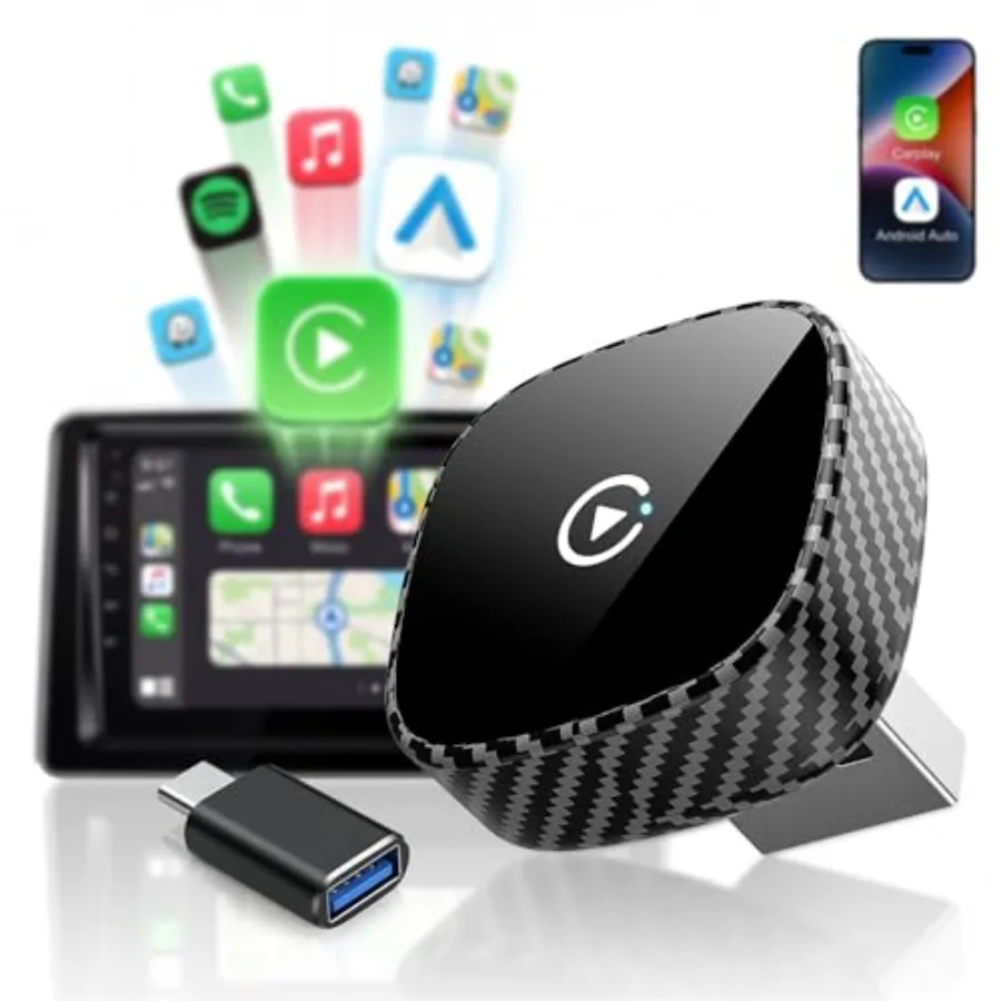 Wireless CarPlay Adapter for Apple iPhone and Android Auto 2026 Upgrade - Bluetooth and Wi-Fi Plug and Play 3X Fast Auto-Reconn
Wireless CarPlay Adapter for Apple iPhone and Android Auto 2026 Upgrade - Bluetooth and Wi-Fi Plug and Play 3X Fast Auto-Reconn