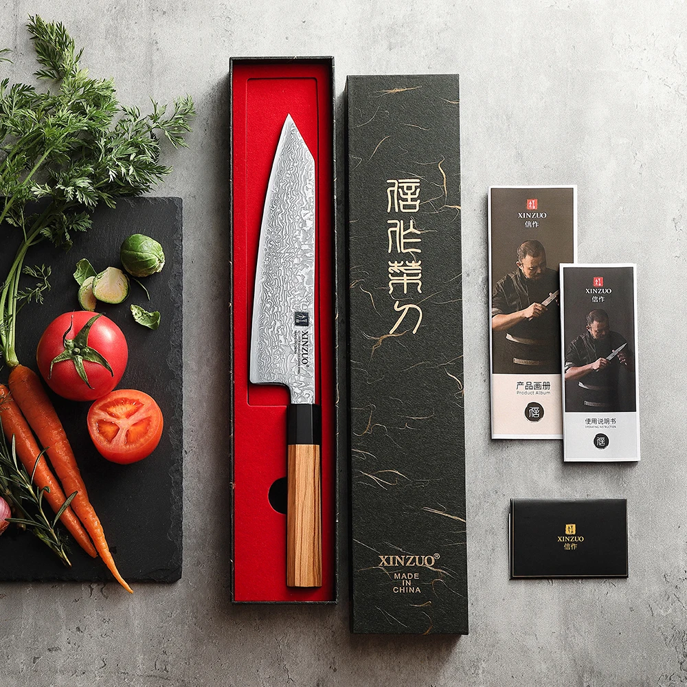 XINZUO 8.5 inch Bunka Knife 67 Layers Damascus Steel Home Meat Cleaver Slicing Knife With Comfort Grip Handle
XINZUO 8.5 inch Bunka Knife 67 Layers Damascus Steel Home Meat Cleaver Slicing Knife With Comfort Grip Handle