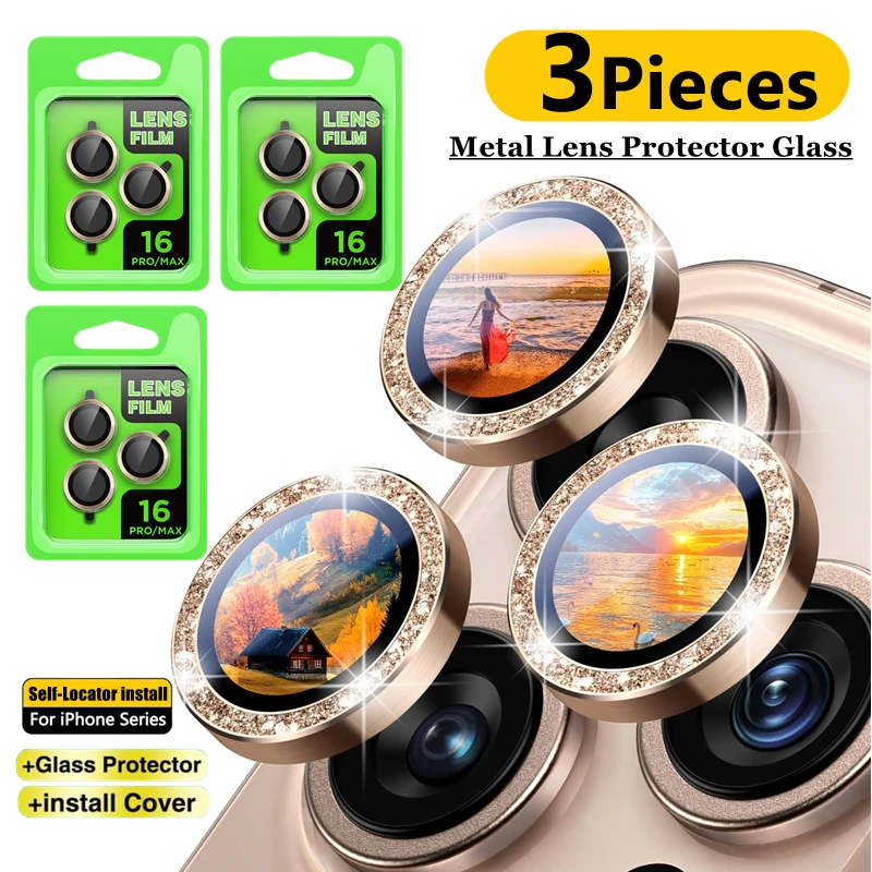 3Pieces Metal Camera Lens Protector Glass for iPhone 16 15 14 13 12 11 Pro Max Plus Lens Protection Film Self-Locator install
3Pieces Metal Camera Lens Protector Glass for iPhone 16 15 14 13 12 11 Pro Max Plus Lens Protection Film Self-Locator install