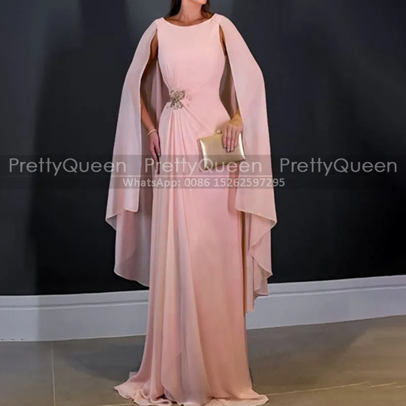 Customized Long Mother of the Bride Dresses Cape Cloak Appliques A Line Peach Chiffon Evening Dress For Women
Customized Long Mother of the Bride Dresses Cape Cloak Appliques A Line Peach Chiffon Evening Dress For Women