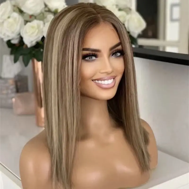Soft Short Straight Bob Ombre Ash Blonde Brown Highlights Synthetic HD Lace Front Wig for Women Preplucked Hairline Party Wigs
Soft Short Straight Bob Ombre Ash Blonde Brown Highlights Synthetic HD Lace Front Wig for Women Preplucked Hairline Party Wigs