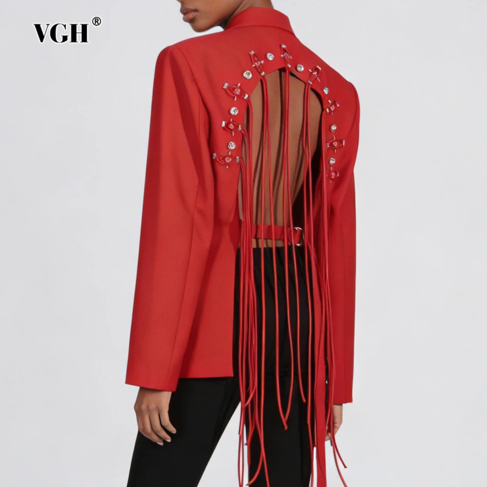 VGH темпераментный ажурный утягивающий пиджак для женщин с v-образным вырезом и длинным рукавом, двубортный повседневный однотонный пиджак, женский модный новый
VGH темпераментный ажурный утягивающий пиджак для женщин с v-образным вырезом и длинным рукавом, двубортный повседневный однотонный пиджак, женский модный новый