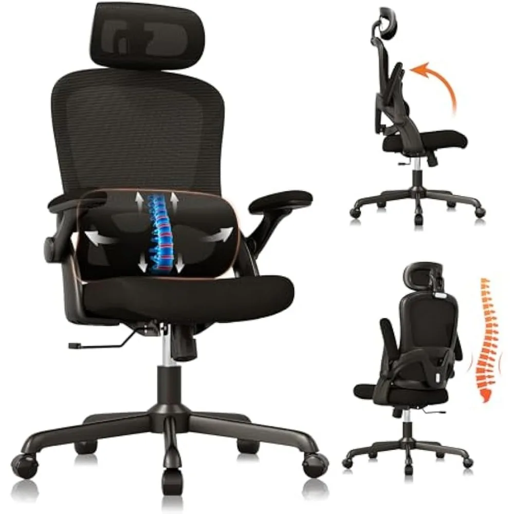 Ergonomic Office Chair Swivel Rolling Wheel High Back Mesh Desk Chair With Adjustable Lumbar Support Headrest 3D Flip-Up Arms
Ergonomic Office Chair Swivel Rolling Wheel High Back Mesh Desk Chair With Adjustable Lumbar Support Headrest 3D Flip-Up Arms