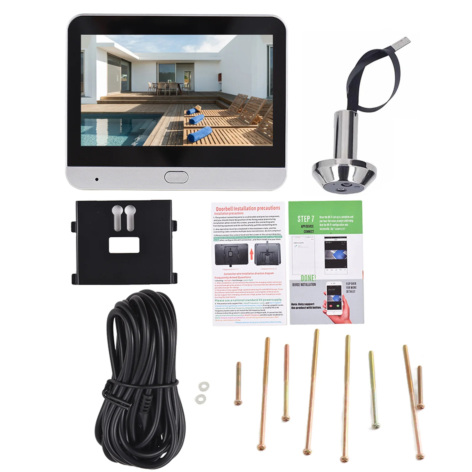 SY-36 2.4G WiFi Video Doorbell for Apartment Peephole Camera 4.3 Inch Display 1080P 120° Visible Night Vision Peephole Camera
SY-36 2.4G WiFi Video Doorbell for Apartment Peephole Camera 4.3 Inch Display 1080P 120° Visible Night Vision Peephole Camera