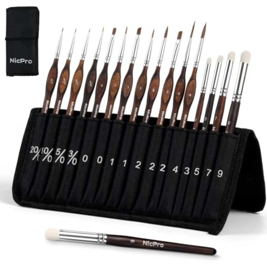 Kolinsky Sable Miniature Paint Brushes Dry Brush, Professional Model Paint Brush Set with Cloth Roll, Fine Detail Artist Brush
Kolinsky Sable Miniature Paint Brushes Dry Brush, Professional Model Paint Brush Set with Cloth Roll, Fine Detail Artist Brush