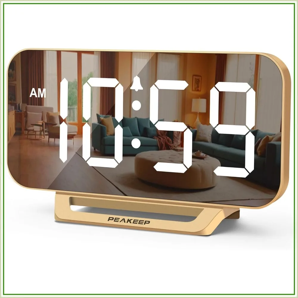 Slim Digital Mirror Alarm Clock with 6 Dimmers, Battery Backup, Plug in Electric for Bedroom Desk Office Decor
Slim Digital Mirror Alarm Clock with 6 Dimmers, Battery Backup, Plug in Electric for Bedroom Desk Office Decor