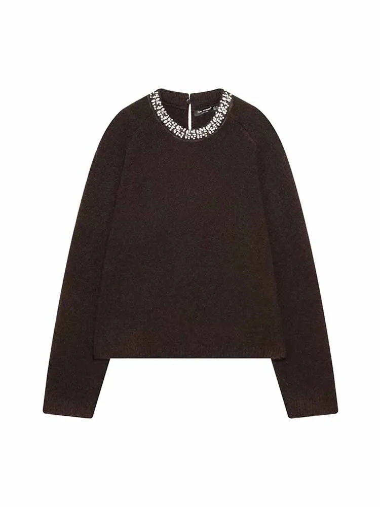 HH Woman Spring Fashion Warm Long Sleeves Round Neck Beaded Decoration Solid Color Knitting Pullover Female Comfortable Sweater
HH Woman Spring Fashion Warm Long Sleeves Round Neck Beaded Decoration Solid Color Knitting Pullover Female Comfortable Sweater