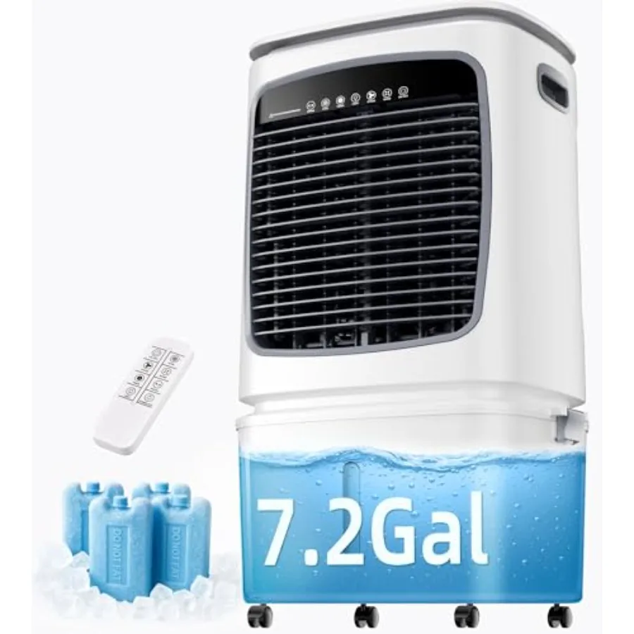 3000CFM Swamp Cooler, Evaporative Air Cooler for 800Sq.ft of Space, Air Cooler with 7.2-Gal Water Tank, 120Oscillation, 4 Ice P
3000CFM Swamp Cooler, Evaporative Air Cooler for 800Sq.ft of Space, Air Cooler with 7.2-Gal Water Tank, 120Oscillation, 4 Ice P