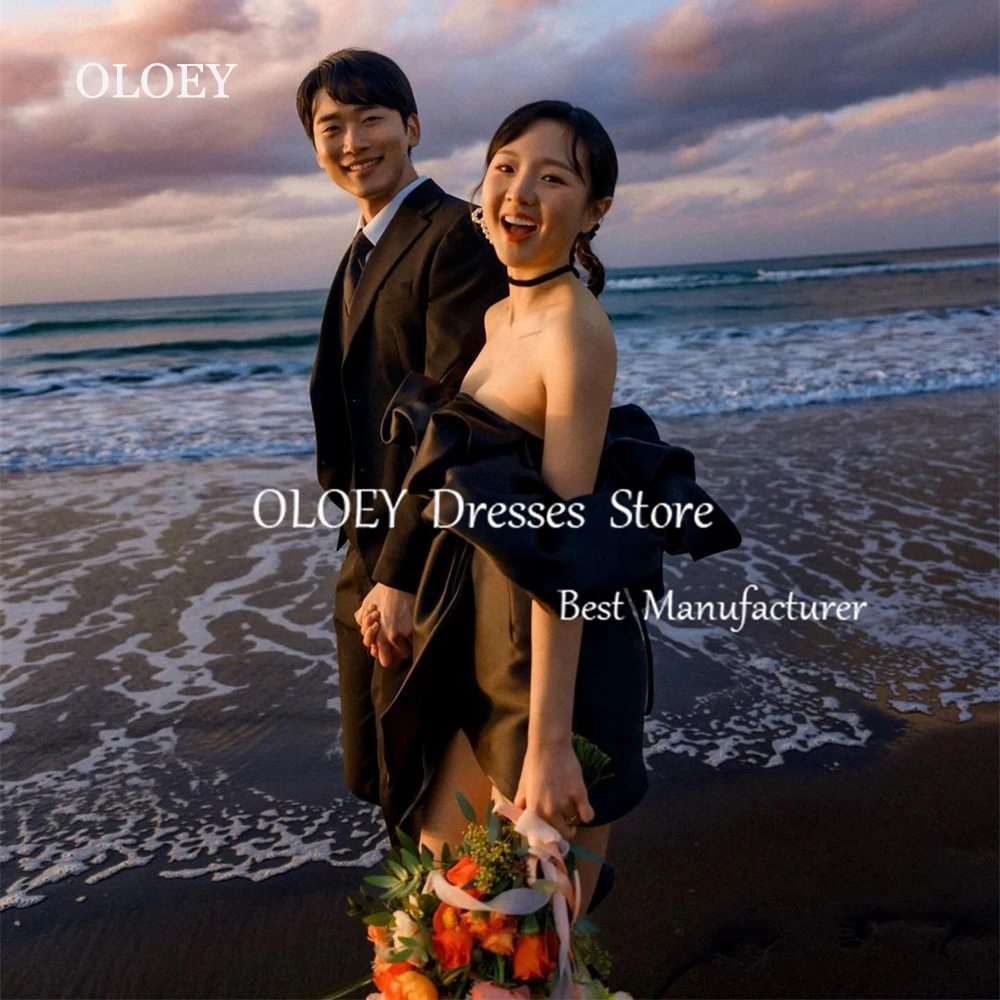 OLOEY Simple Black Mini Wedding Dress Korea Photoshoot Off Shoulder Short Bridal Gown Pleats Satin Formal Gown Custom Made
OLOEY Simple Black Mini Wedding Dress Korea Photoshoot Off Shoulder Short Bridal Gown Pleats Satin Formal Gown Custom Made