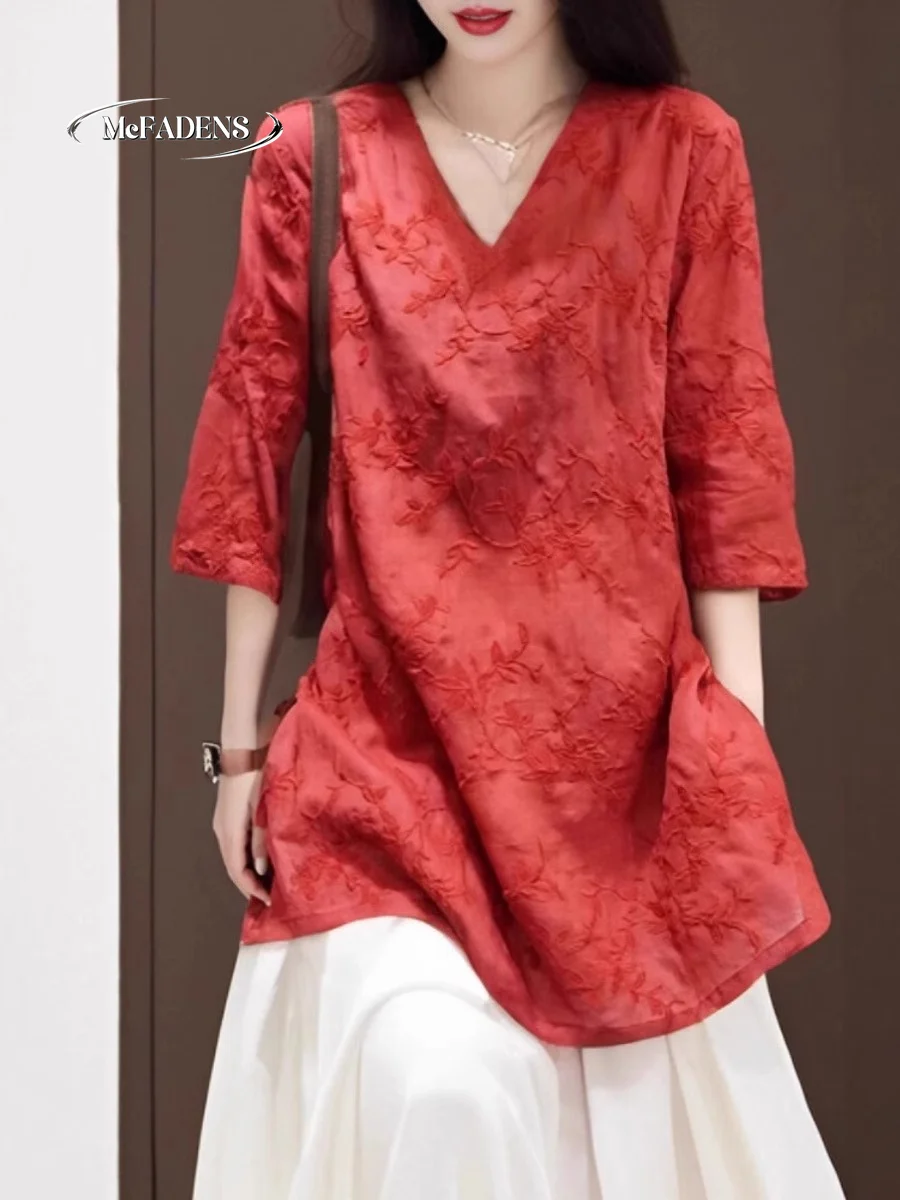 Hong Kong Station Embroidered Cotton Linen Women's irt Summer Vintage Button Split Mommy Sle Top Long Sve V-Ne Loose...
Hong Kong Station Embroidered Cotton Linen Women's irt Summer Vintage Button Split Mommy Sle Top Long Sve V-Ne Loose...