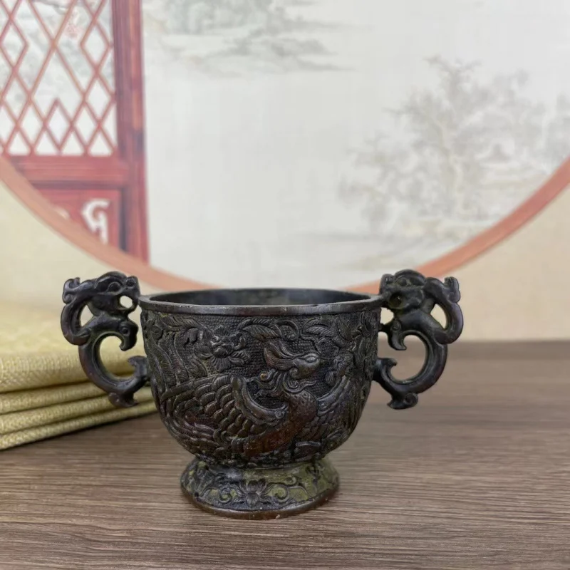 Antique Qing Dynasty Qianlong Era Relief Sculpture of Dragon and Phoenix Bringing Auspiciousness, Copper Incense Burner, Decorat
Antique Qing Dynasty Qianlong Era Relief Sculpture of Dragon and Phoenix Bringing Auspiciousness, Copper Incense Burner, Decorat