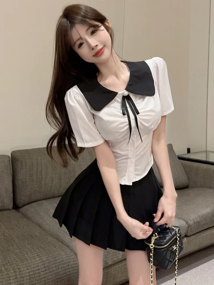 Summer New Style Slim Fit JK Uniform Short Sleeve Doll Collar Shirt High Waist Versatile Pleated Skirt Set Korean Version Com...
Summer New Style Slim Fit JK Uniform Short Sleeve Doll Collar Shirt High Waist Versatile Pleated Skirt Set Korean Version Com...