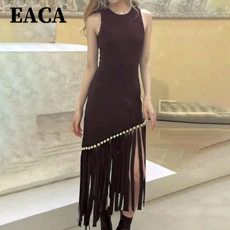 EACA High-quality Sleeveless Top In Solid Color 2025 Summer New Women Fitted Lower Skirt With Tassel Design Long Versatile Dress
EACA High-quality Sleeveless Top In Solid Color 2025 Summer New Women Fitted Lower Skirt With Tassel Design Long Versatile Dress