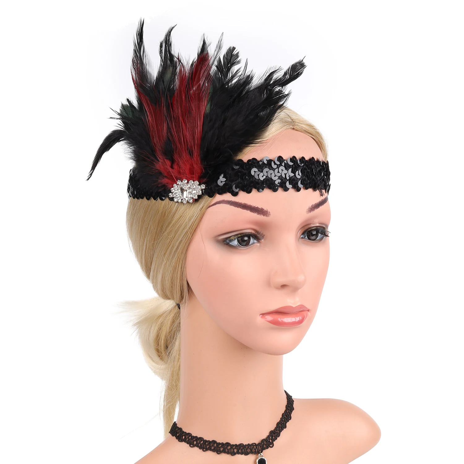 Hair Accessories Black Rhinestone Beaded Sequin Hair Band 1920s Vintage Gatsby Party Headpiece Women Flapper Feather Headband
Hair Accessories Black Rhinestone Beaded Sequin Hair Band 1920s Vintage Gatsby Party Headpiece Women Flapper Feather Headband